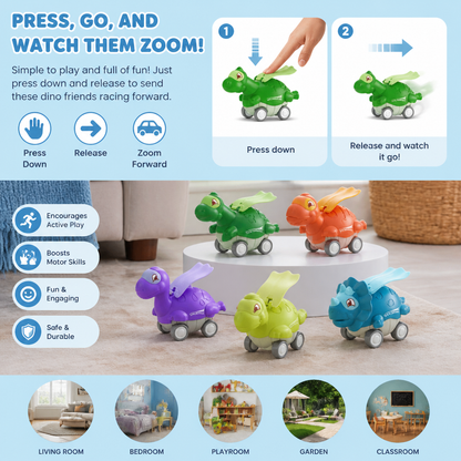 Press & Go Dinosaur Cars – Rolling Dinosaur Toys for Kids