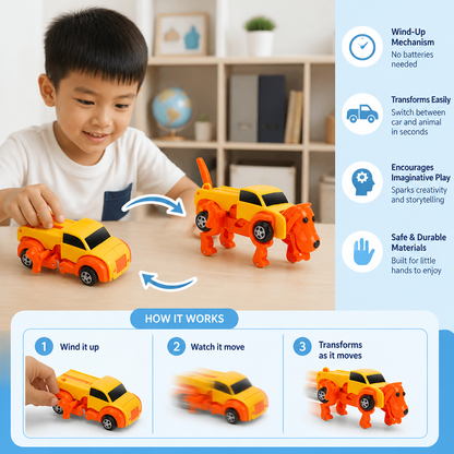 Wind-Up Transforming Animal Car Toy