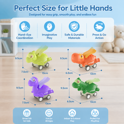 Press & Go Dinosaur Cars – Rolling Dinosaur Toys for Kids