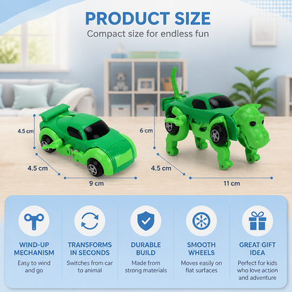 Wind-Up Transforming Animal Car Toy