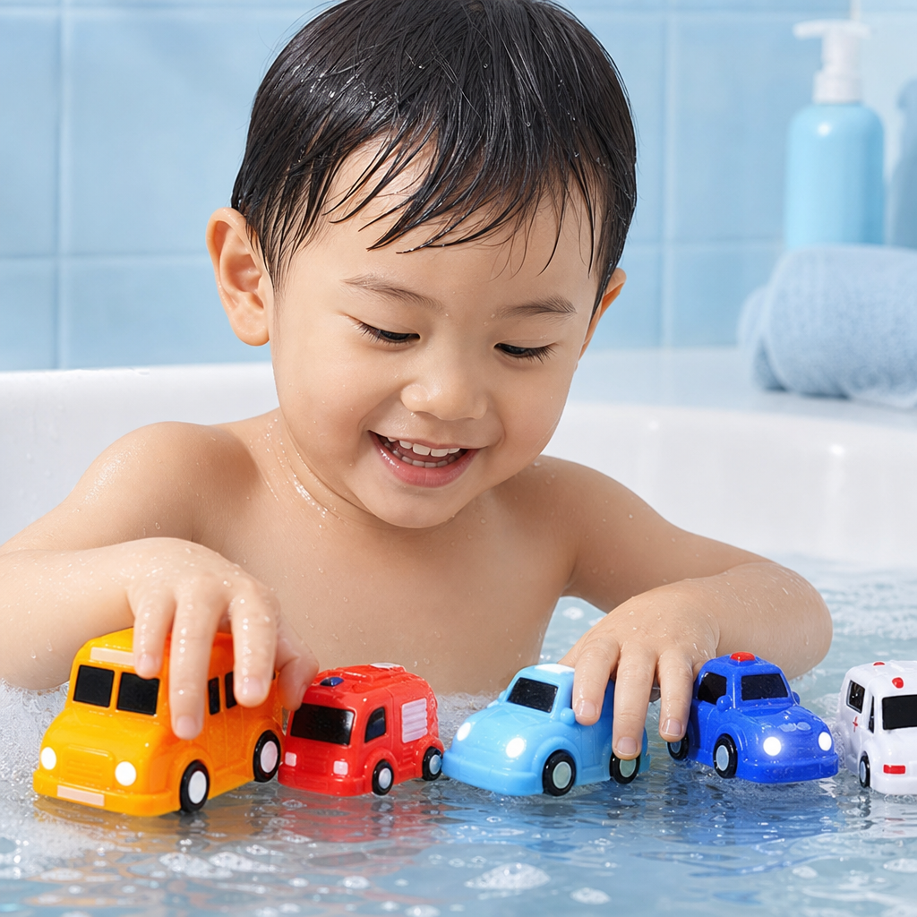 Light-Up Bath Toy Car Set – Water-Activated Baby Bath Toys
