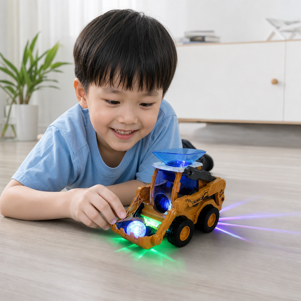 Interactive Light-Up Construction Bulldozer with Ball Launcher for Kids