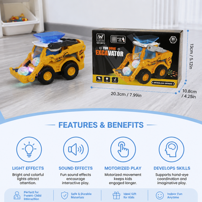 Interactive Light-Up Construction Bulldozer with Ball Launcher for Kids