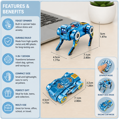 3-in-1 Mechanical Robot Dog Fidget Spinner Toy