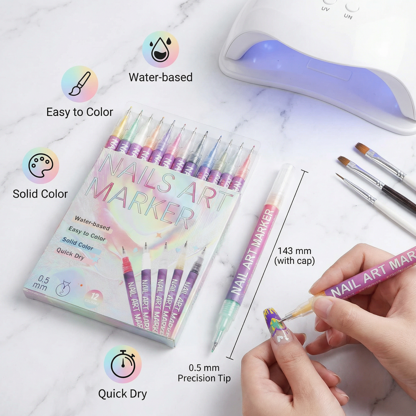 Nail Art Marker Set with Precision Tip – Acrylic Pens for Detailed Nail Designs