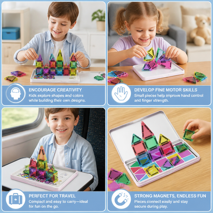 Compact Magnetic Tiles – 40-Piece Montessori Travel Set