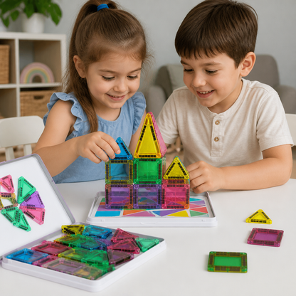 Compact Magnetic Tiles – 40-Piece Montessori Travel Set