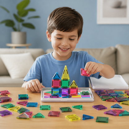 Compact Magnetic Tiles – 40-Piece Montessori Travel Set