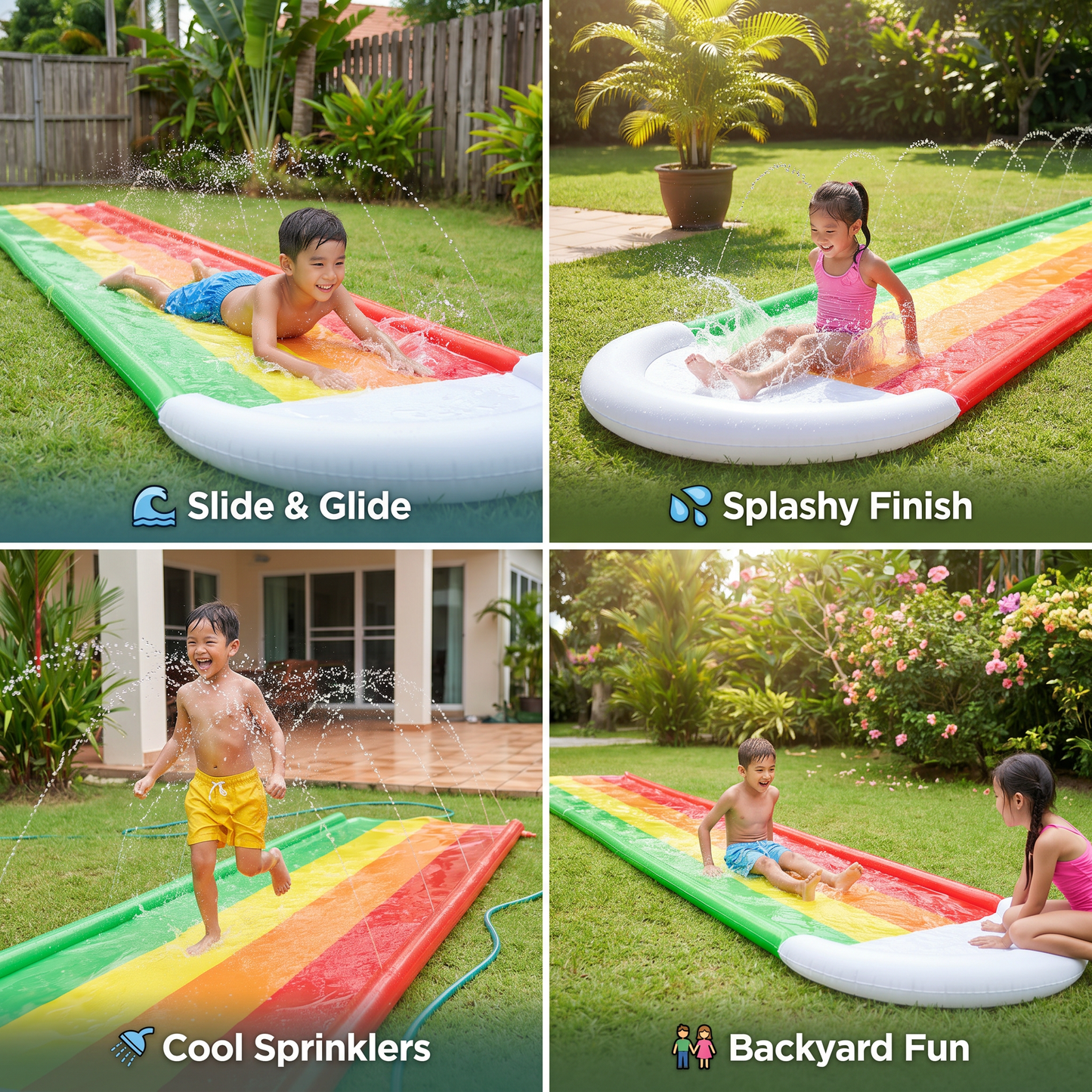Rainbow Water Slide – Inflatable Outdoor Slide for Kids & Family