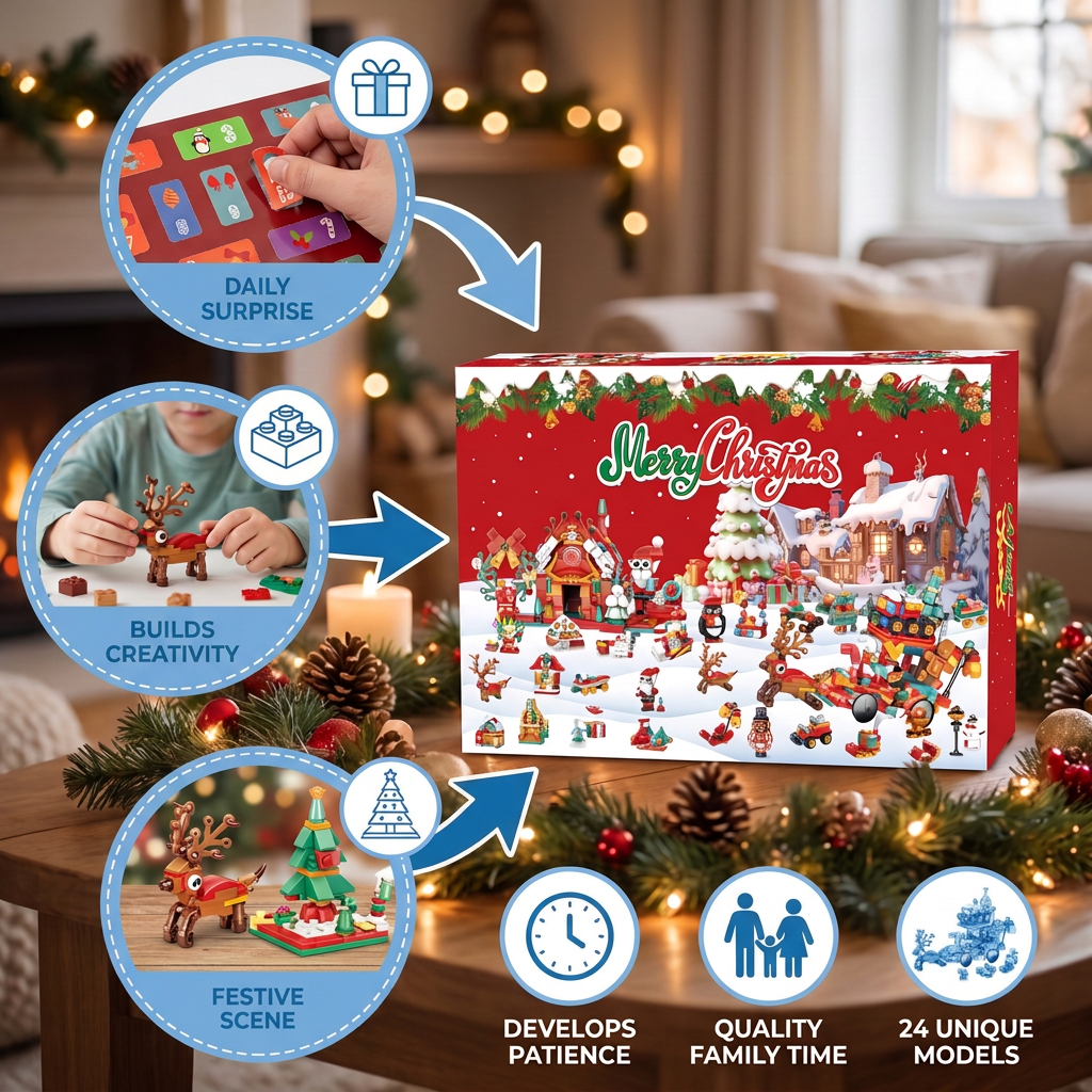 Christmas Village Building Blocks Advent Calendar for Kids