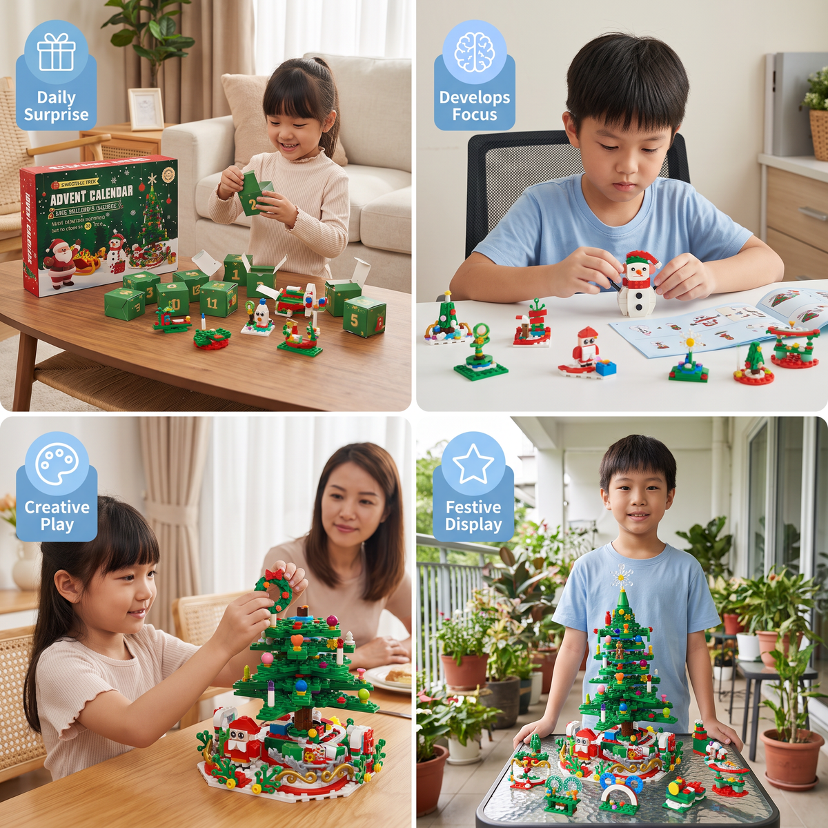 Christmas Tree Building Blocks Advent Calendar for Kids
