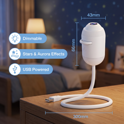 NightSky Dimmable USB Galaxy Projector with Stars & Aurora Effects