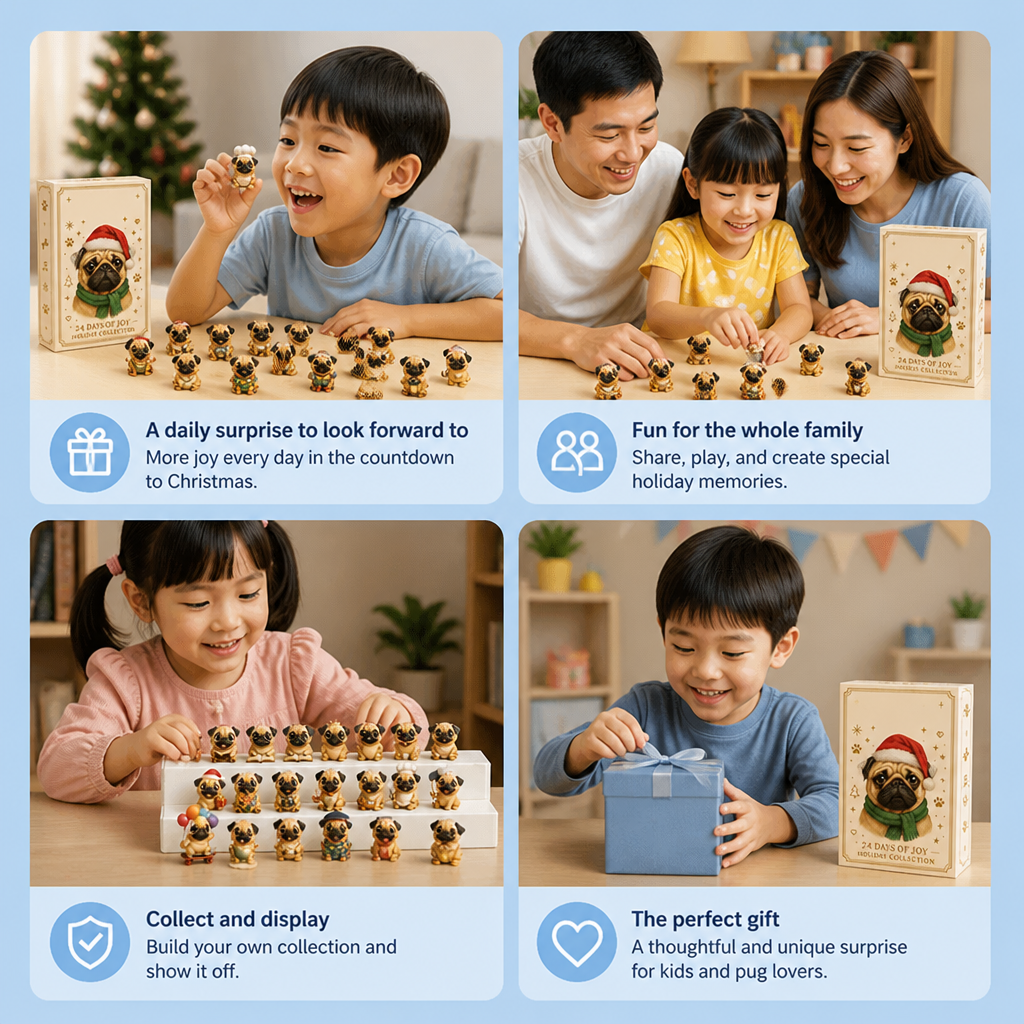 24-Day Pug Advent Calendar with Surprise Figurines