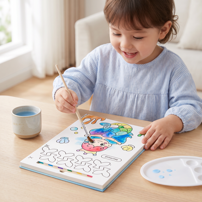 Watercolor Painting Book with Brush – Mess-Free Paint with Water Fun