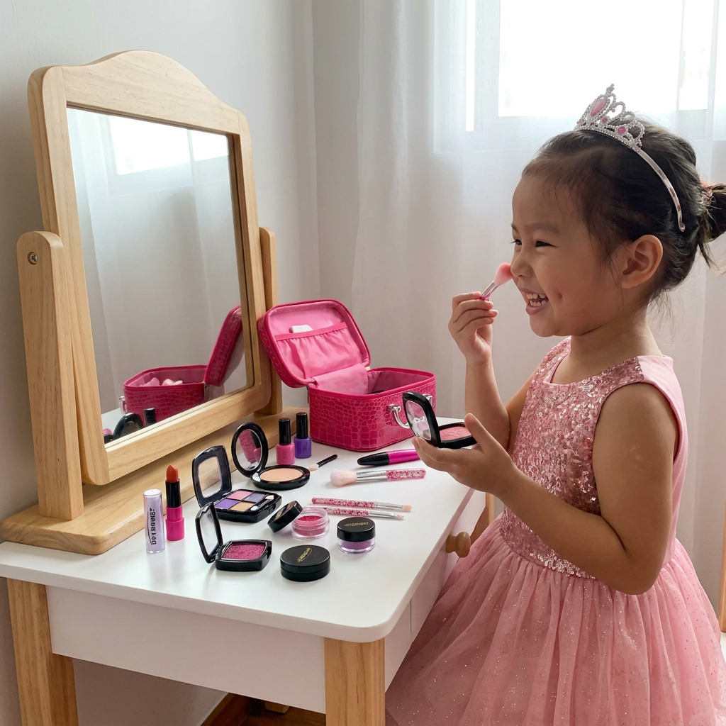 Make-up Play Set for Girls – Safe Kids Cosmetic Set with Practical Bag