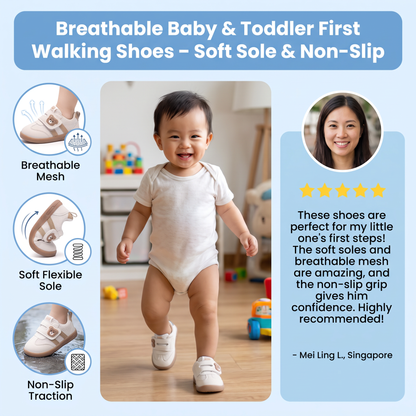 Breathable Baby & Toddler First Walking Shoes – Soft Sole & Non-Slip