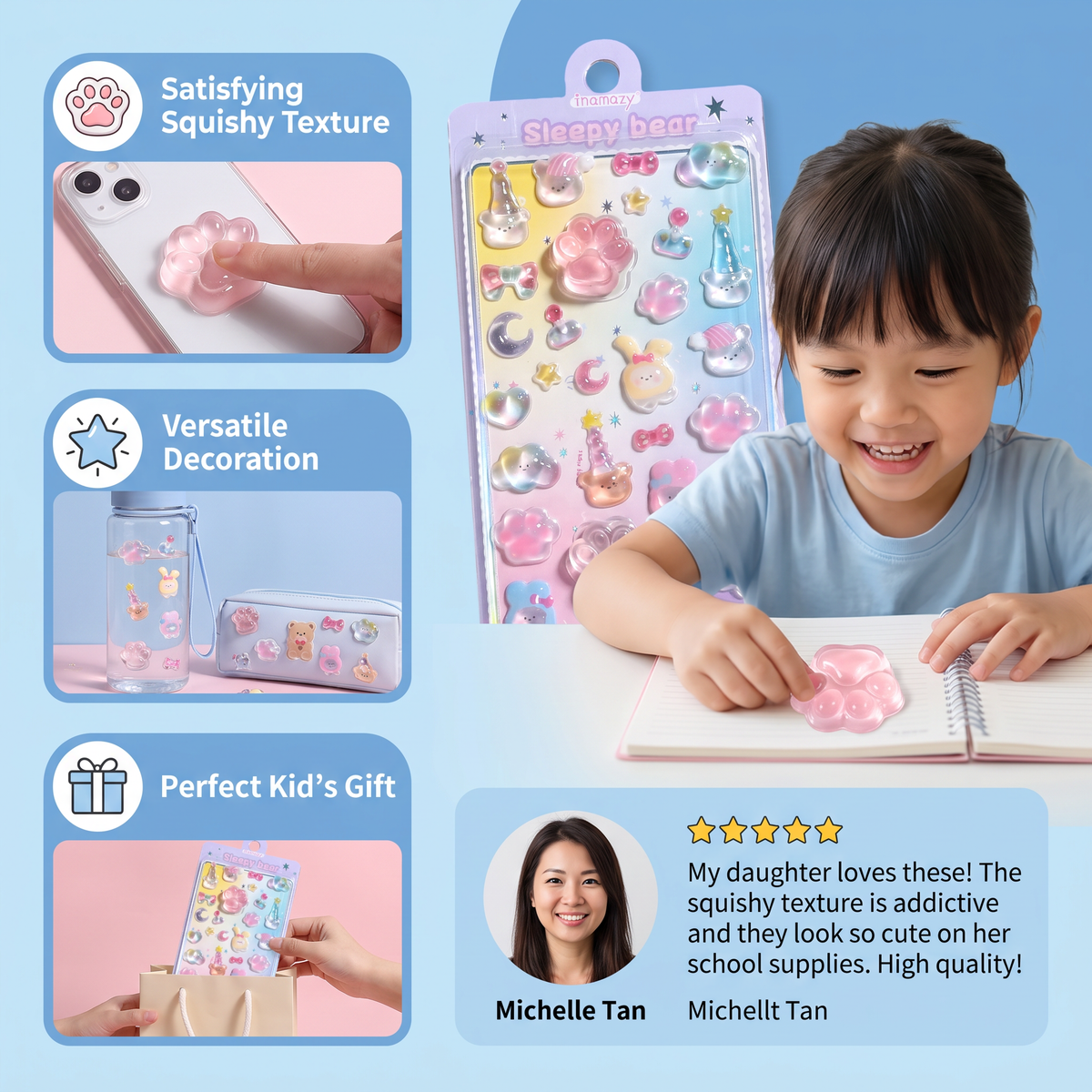 3D Squishy Pet Paw Stickers – Cute Puffy Stickers for Kids