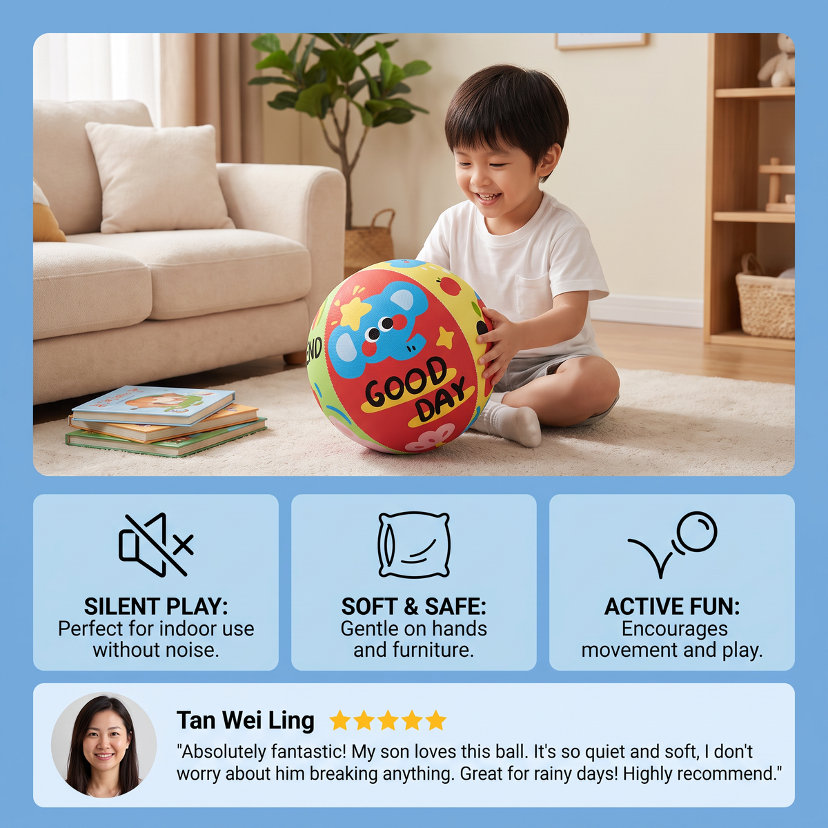Soft & Safe Silent Indoor Play Ball for Kids