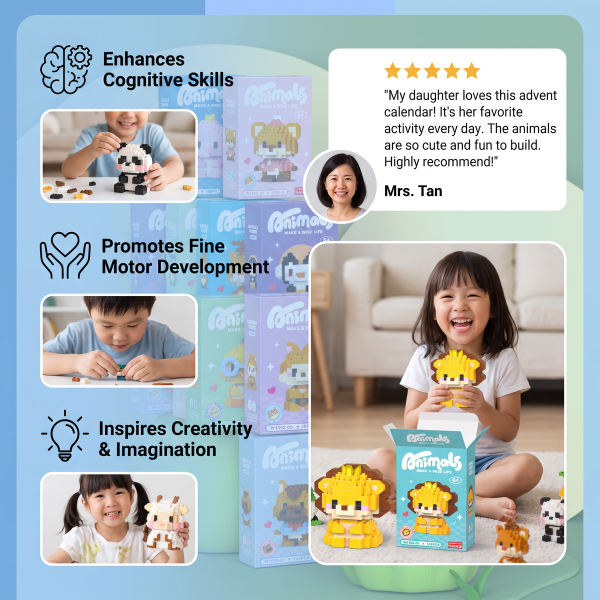 Adorable Animal Building Blocks Advent Calendar for Kids