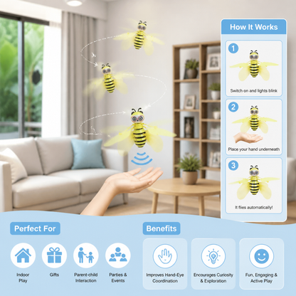 Hand-Controlled Flying Bee Toy with Motion Sensor and LED Lights
