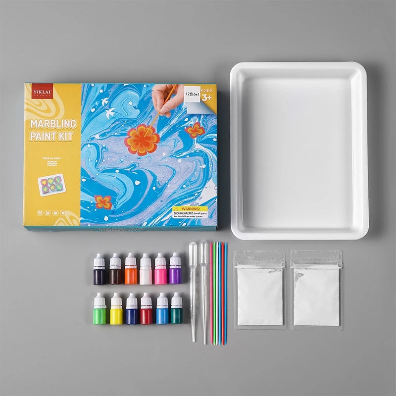 Marbling Paint Kit for Kids ⎜ Creative Water Art Set with Colors, Tools and Tray for Fun Painting and Learning