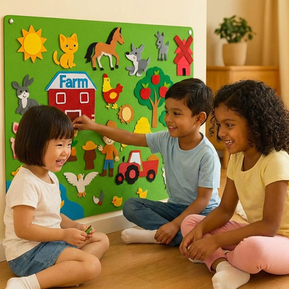 Felt Story Board for Kids ⎜ Educational DIY Set for Learning Animals, Imagination and Storytelling Fun