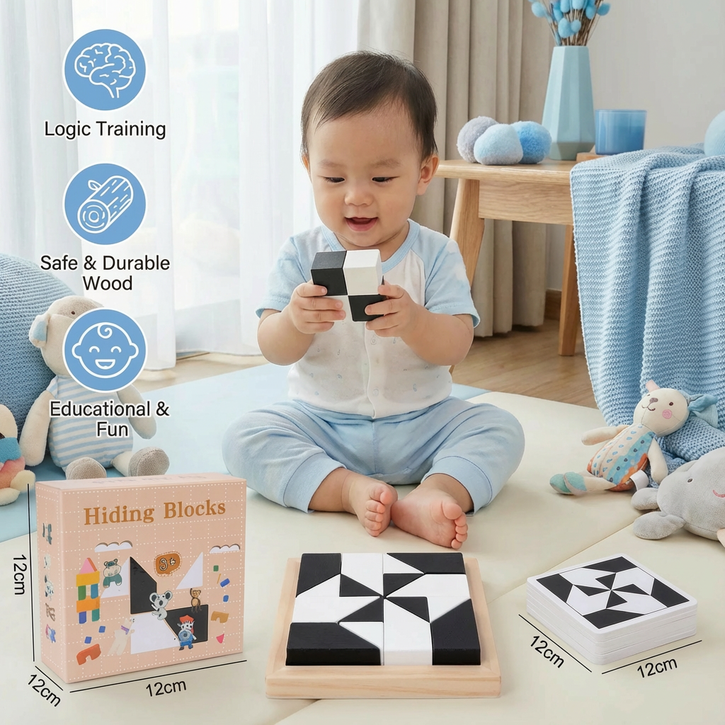 Battle Block Wooden Puzzle Game ⎜ Educational Toy for Logic Training for Children with Card and Board Game