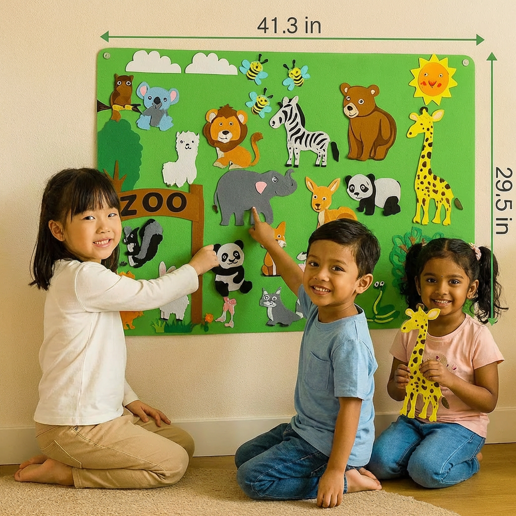 Felt Story Board for Kids ⎜ Educational DIY Set for Learning Animals, Imagination and Storytelling Fun