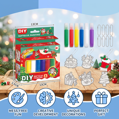 DIY Christmas No-Bake Glue Painting Ornament Craft Kit for Kids
