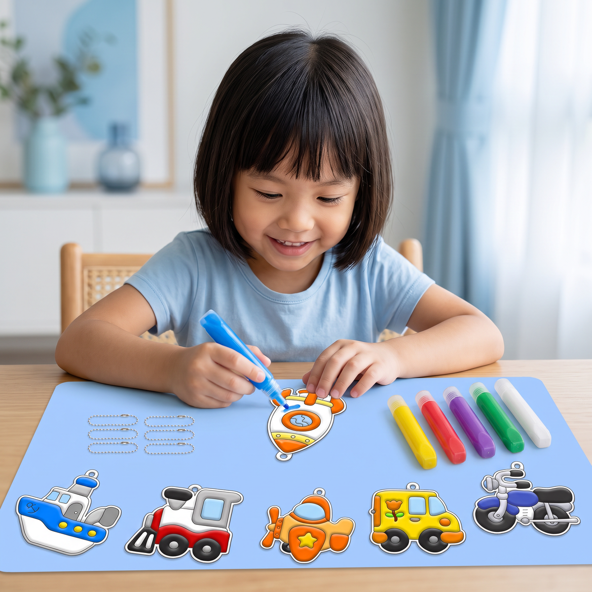 DIY Christmas No-Bake Glue Painting Ornament Craft Kit for Kids