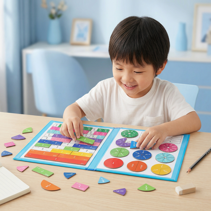 Magnetic Fraction Learning Board for Kids ⎜ Colorful Math Tool for Understanding Fractions and Operations