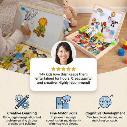 Magnetic Puzzle Board for Children ⎜ Creative Learning Toy with Drawing and Shape Matching Functions