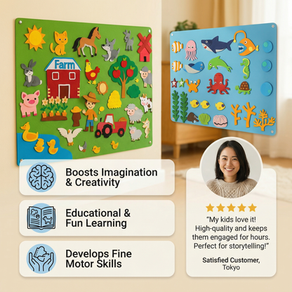Felt Story Board for Kids ⎜ Educational DIY Set for Learning Animals, Imagination and Storytelling Fun