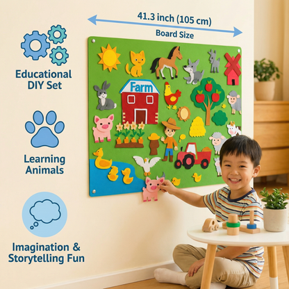 Felt Story Board for Kids ⎜ Educational DIY Set for Learning Animals, Imagination and Storytelling Fun