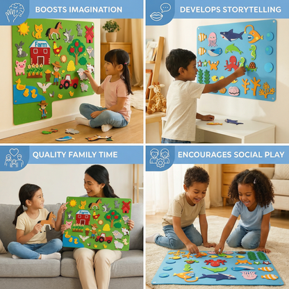 Felt Story Board for Kids ⎜ Educational DIY Set for Learning Animals, Imagination and Storytelling Fun