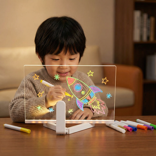 LED Writing Drawing Board for Kids ⎜ Reusable Light-Up Surface for Creative Notes, Art and Learning