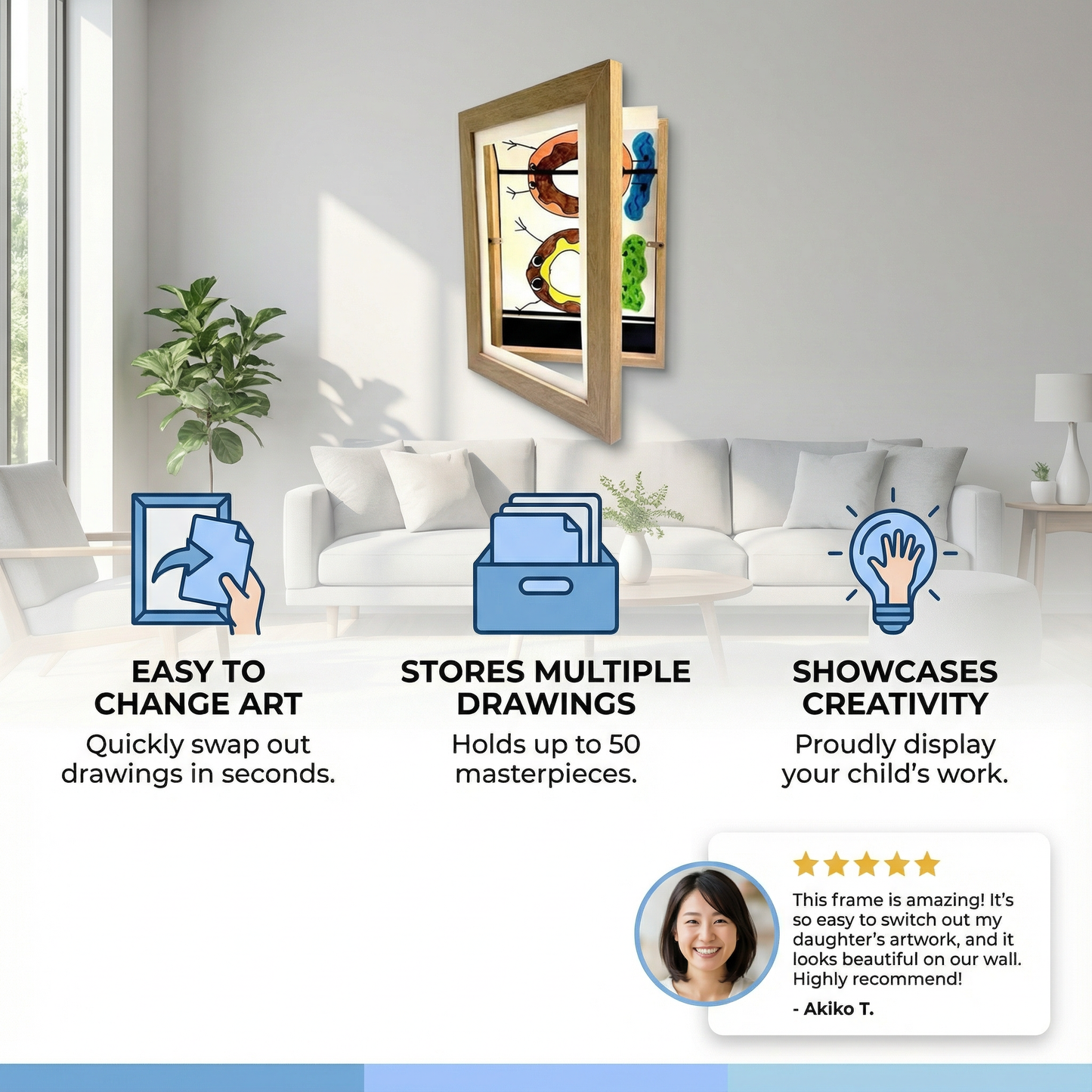 Children’s Art Display Frame ⎜ Flip-Open Picture Frame with Storage for Drawings and Creative Projects