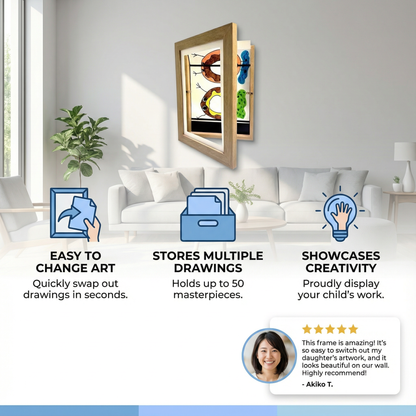 Children’s Art Display Frame ⎜ Flip-Open Picture Frame with Storage for Drawings and Creative Projects