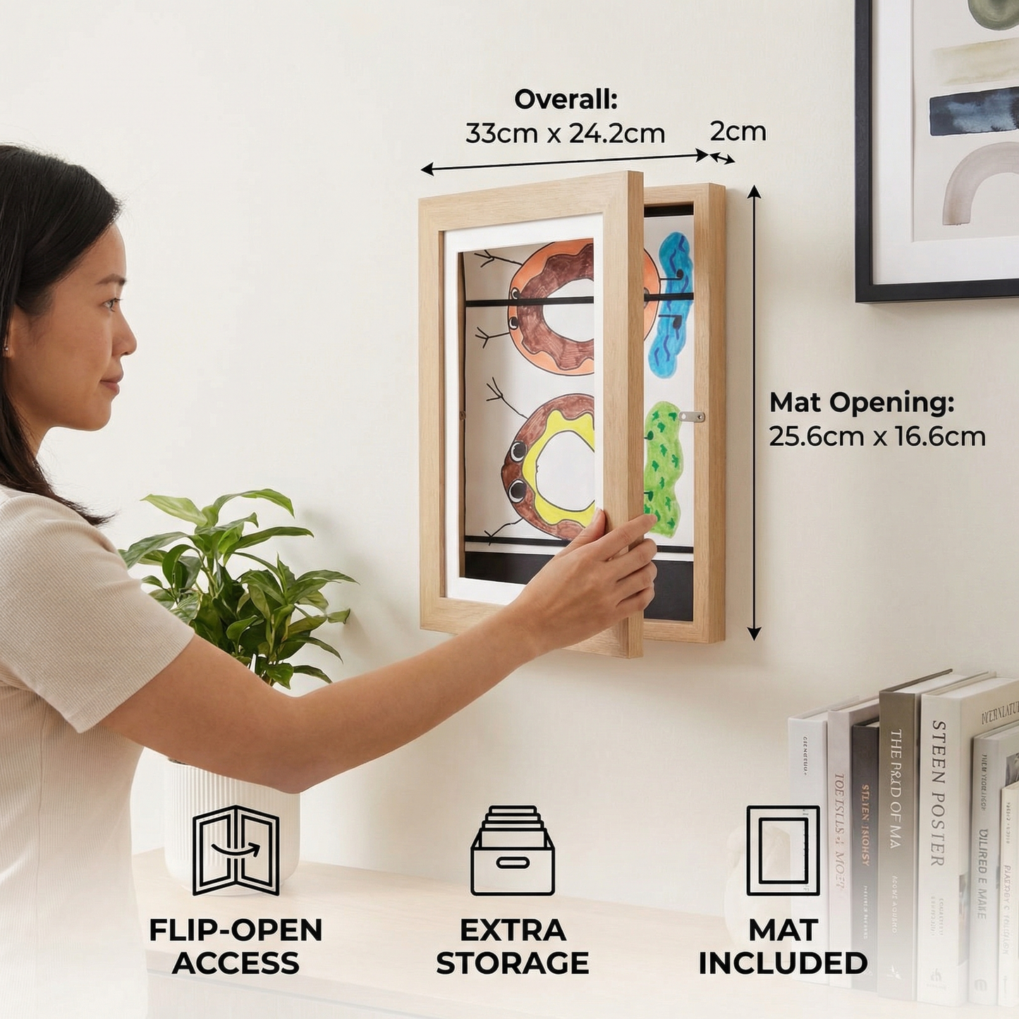 Children’s Art Display Frame ⎜ Flip-Open Picture Frame with Storage for Drawings and Creative Projects