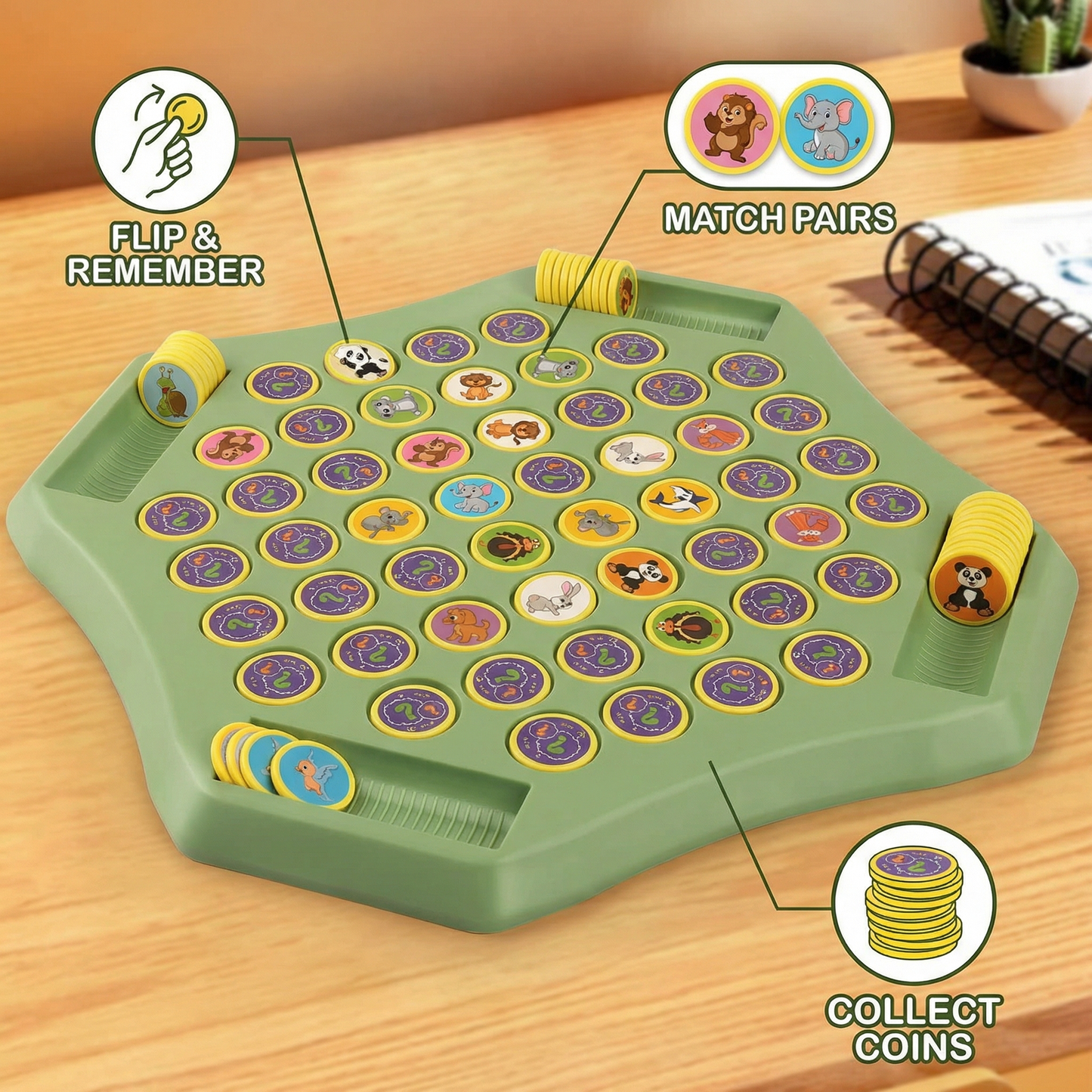 Animal Coin Memory Game Board