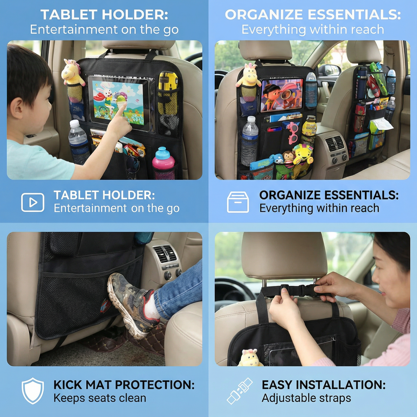 Car Seat Protector and Organizer for Kids