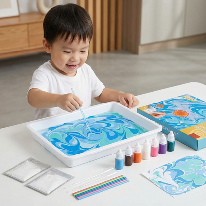 Marbling Paint Kit for Kids ⎜ Creative Water Art Set with Colors, Tools and Tray for Fun Painting and Learning