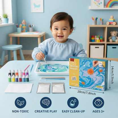 Marbling Paint Kit for Kids ⎜ Creative Water Art Set with Colors, Tools and Tray for Fun Painting and Learning
