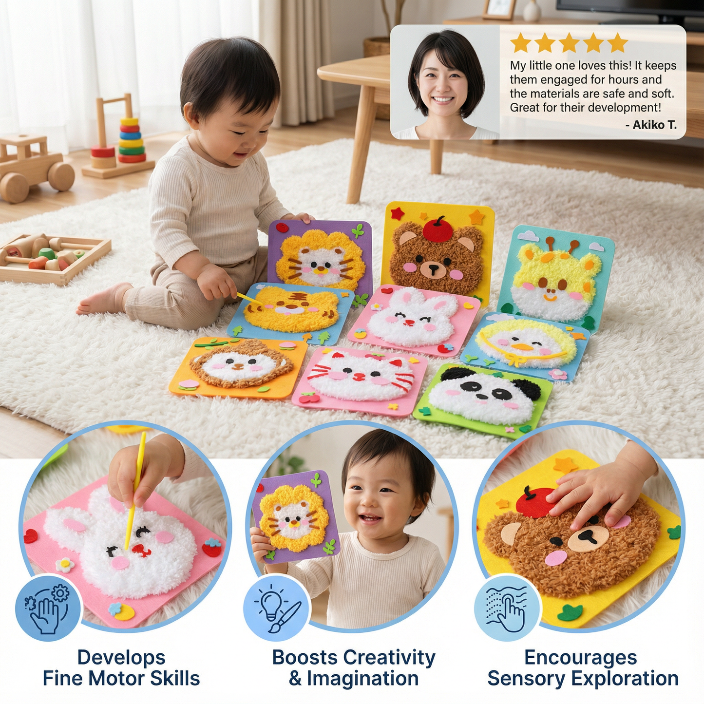 DIY Animal Craft Kit for Kids ⎜ Creative Handmade Material Set with Cartoon Stickers for Fun Learning and Play