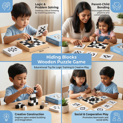 Battle Block Wooden Puzzle Game ⎜ Educational Toy for Logic Training for Children with Card and Board Game