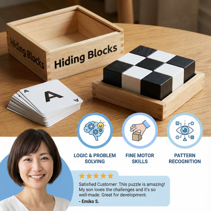 Battle Block Wooden Puzzle Game ⎜ Educational Toy for Logic Training for Children with Card and Board Game