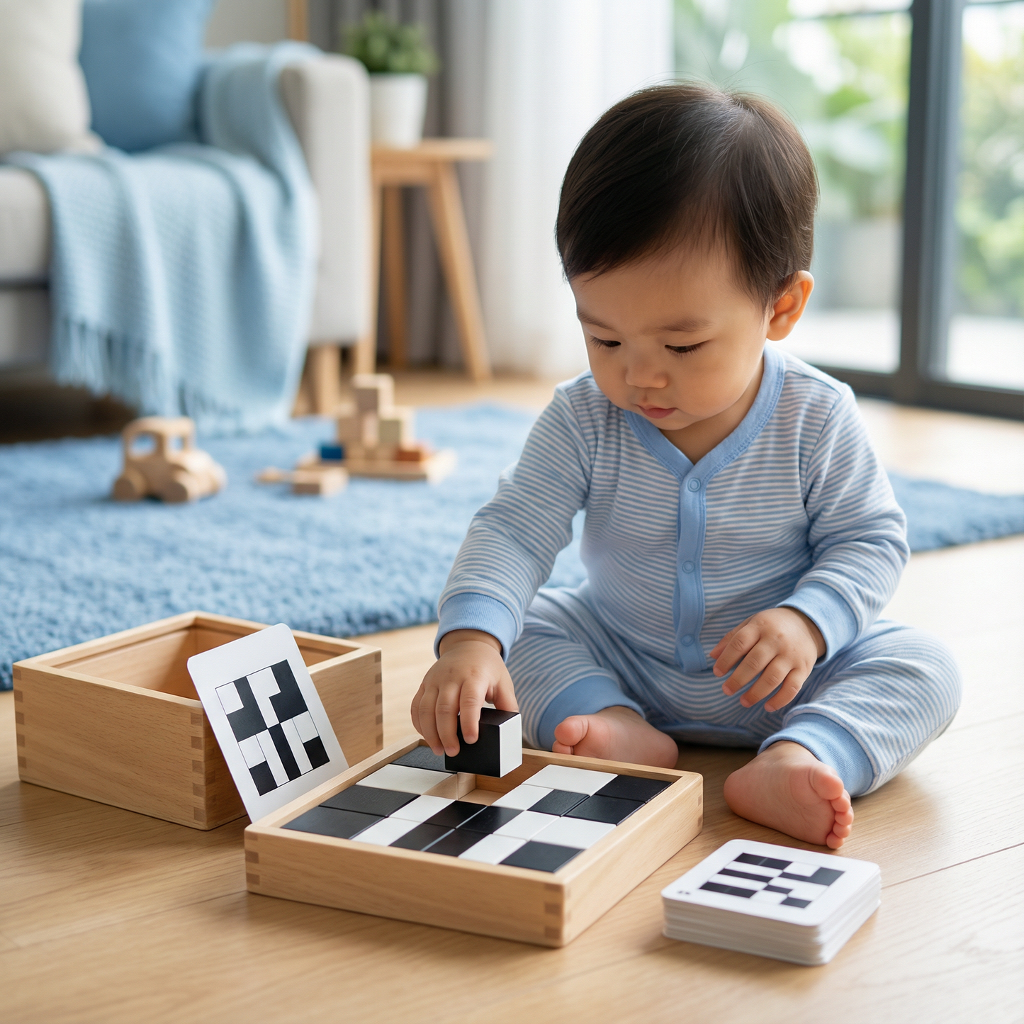 Battle Block Wooden Puzzle Game ⎜ Educational Toy for Logic Training for Children with Card and Board Game