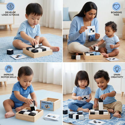Battle Block Wooden Puzzle Game ⎜ Educational Toy for Logic Training for Children with Card and Board Game