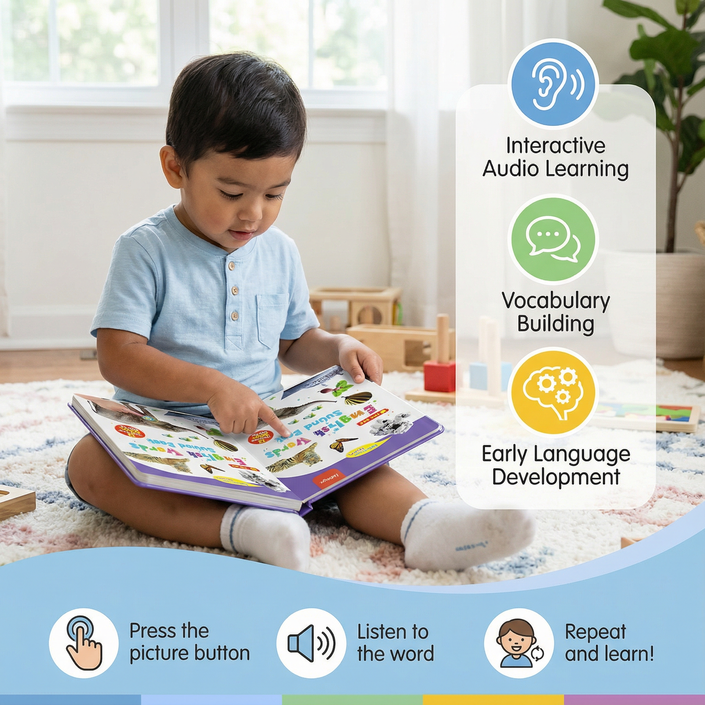 English Sound Learning Book ⎜ Interactive Audio Book for Early Language Development and Vocabulary Building