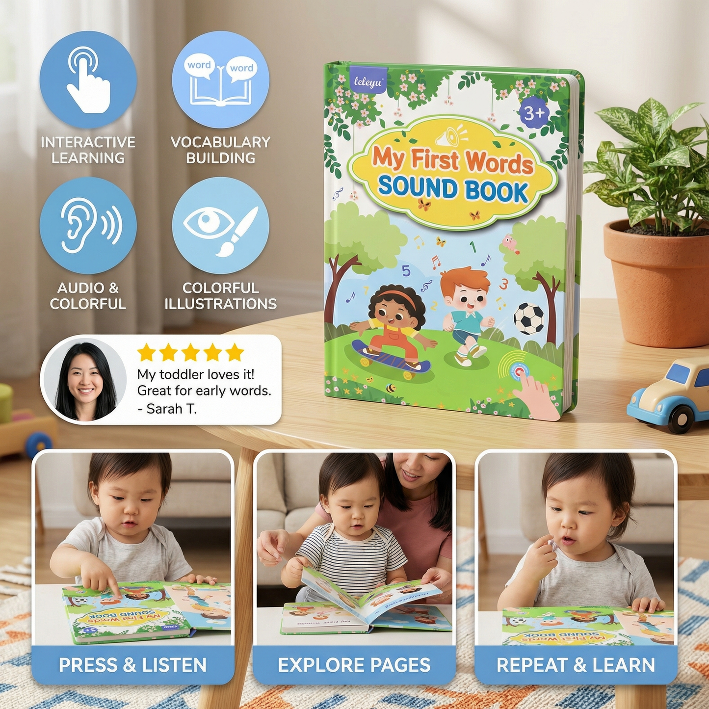 English Sound Book for Toddlers ⎜ Interactive Learning Toy for First Words with Audio and Colorful Illustrations
